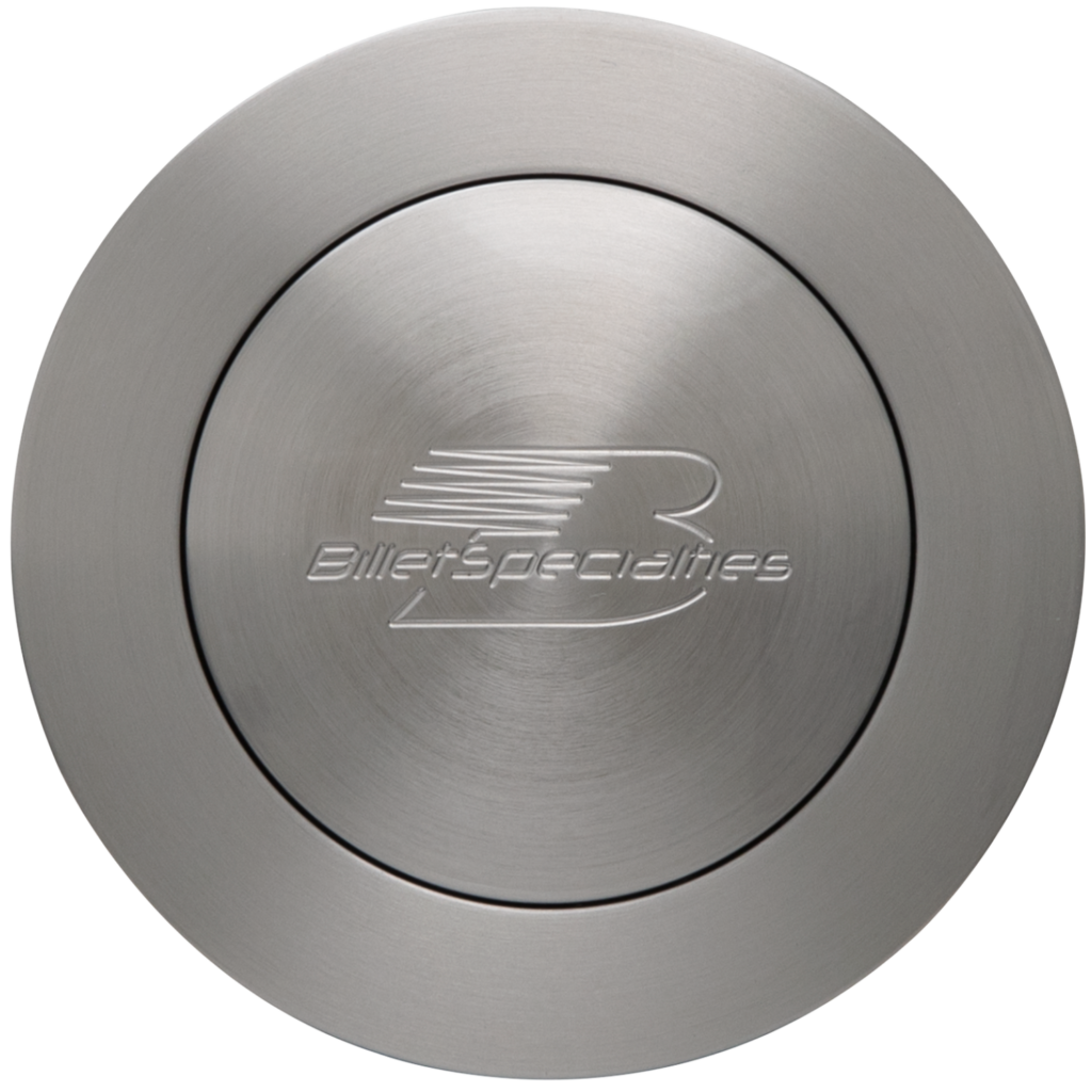 steering wheel horn button billet logo brushed/clear large